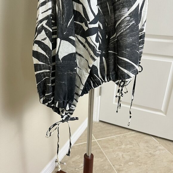 Bryn Walker LINEN COTTON Top Size 2X Long Sleeve Tropical Lagenlook Coastal Boxy - Picture 12 of 16